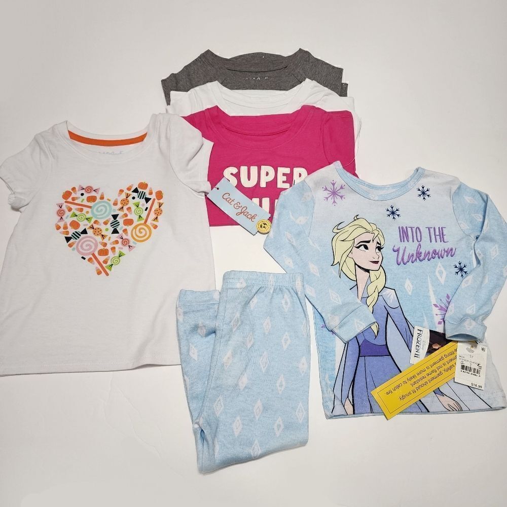 NWOT - 2T Toddler Girls Lot - Long Sleeves T-Shirt, Pajamas,‎ short sleeves tee